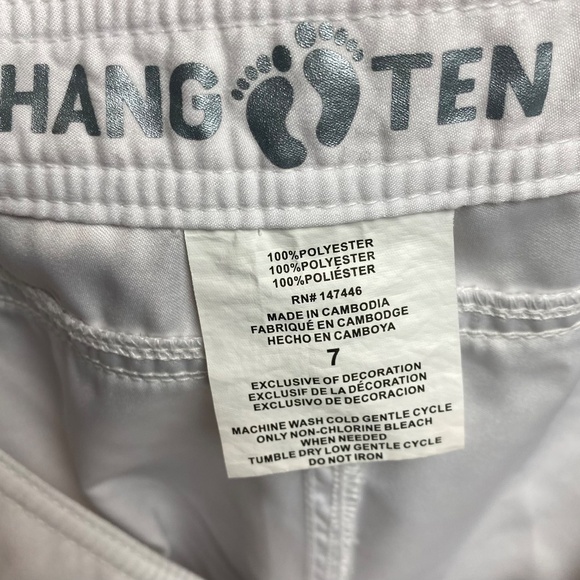 Hang Ten Women’s Y2K White Board Swim Surf Shorts w/ Black Trim Size 7 - Picture 4 of 5